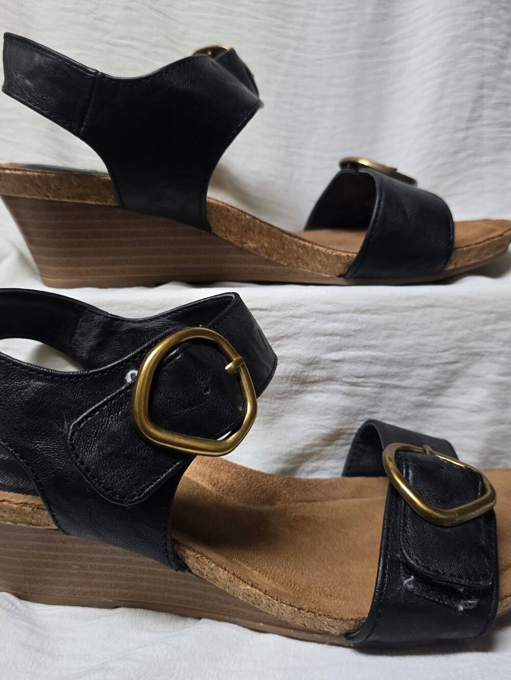 Eurosoft By sofft Valen Sandals  Womens 6.5 Black Slingback Low Wedge Sandal